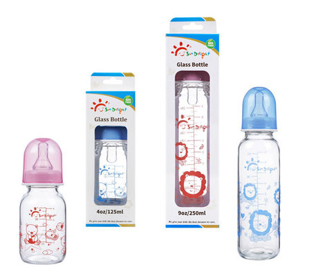 Botellas de alimentación de cristal libres del bebé de la categoría alimenticia 9oz 250ml BPA